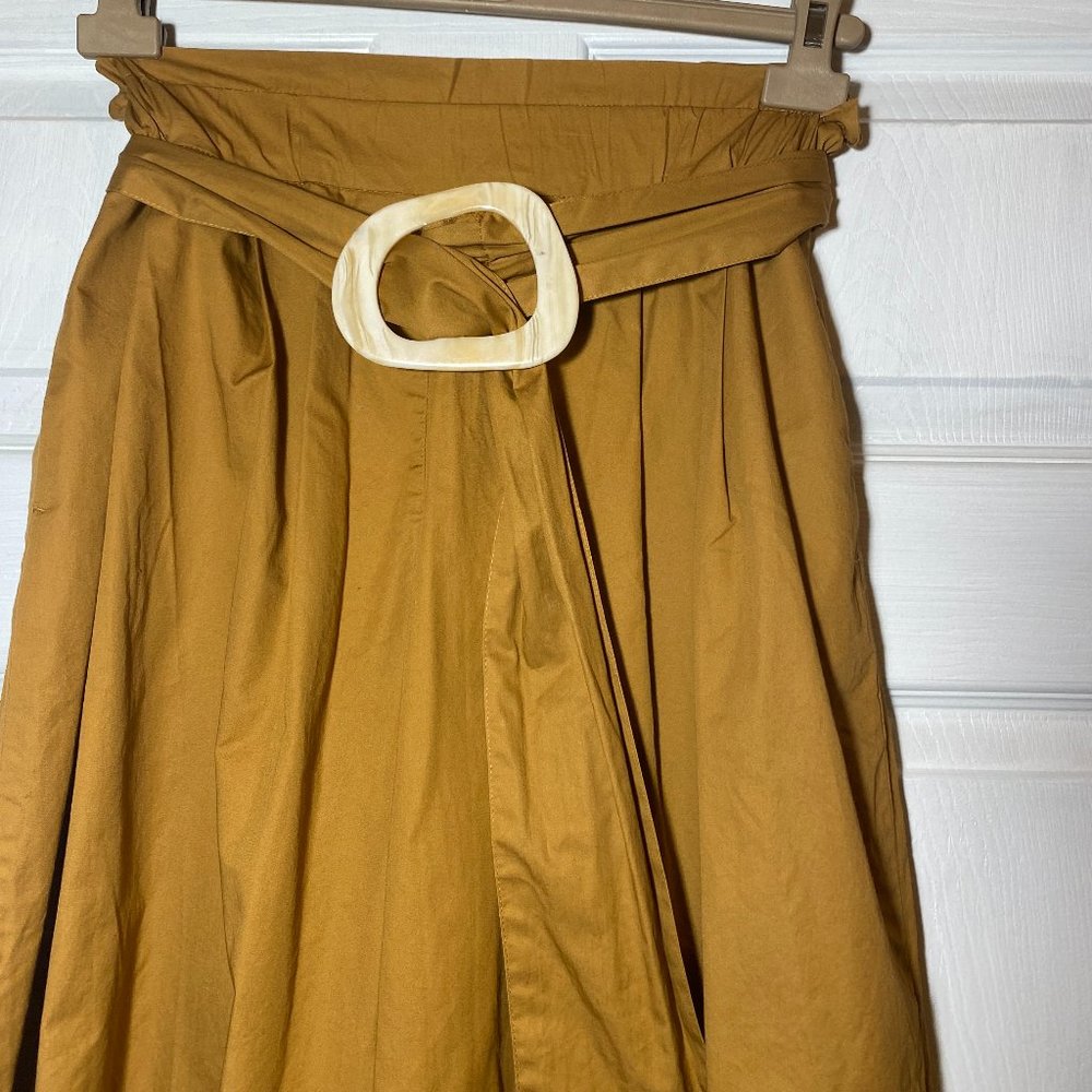 Zara Belted Poplin Trousers Caramel - Picture 4 of 5